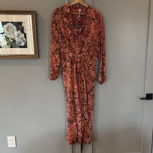 Anthropologie Twofer Wrap Midi Dress (Brown Motif)